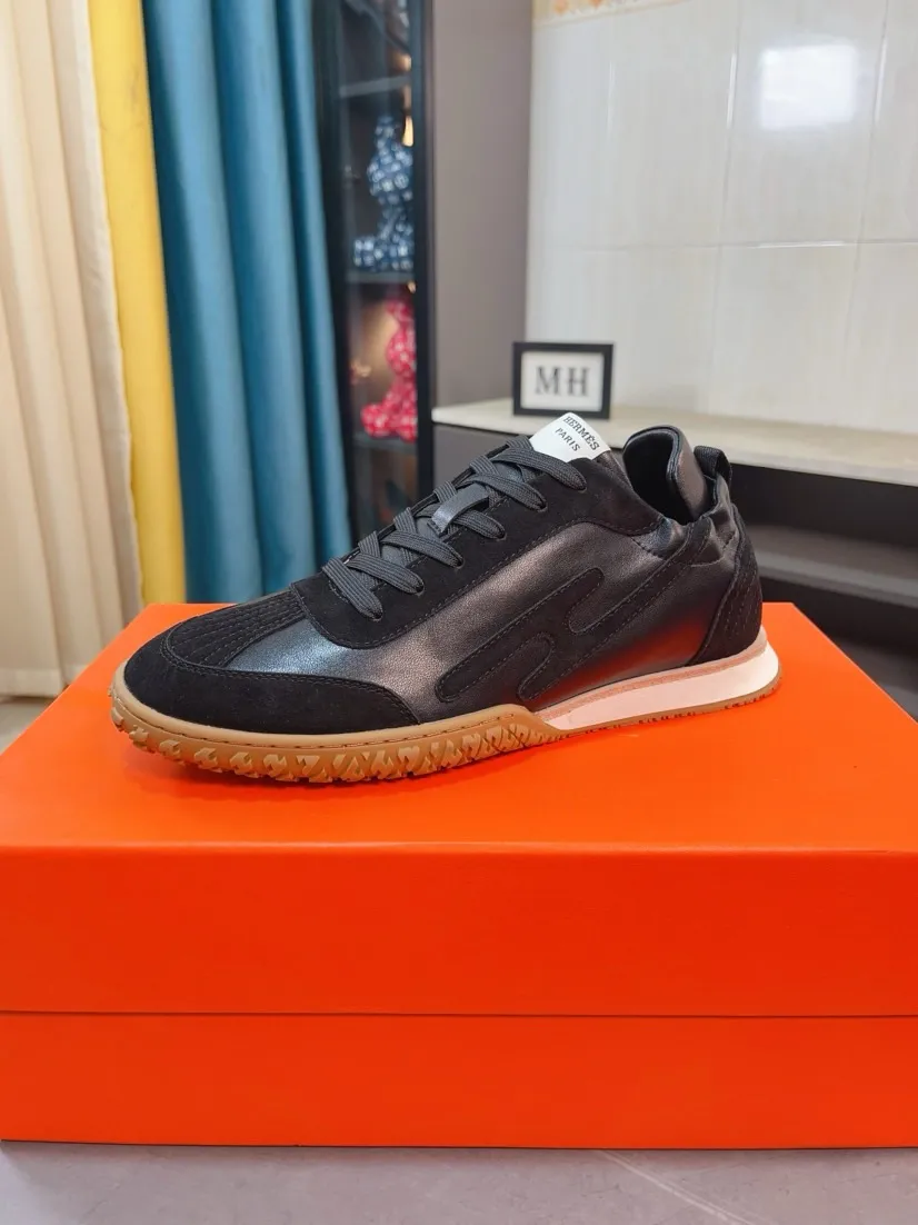 Men's shoes 💰480🌸🌸[HERMES] Hermès sneakers, the upper is made of calfskin and suede, imported materials, full of texture, the lightweight sole is decorated with contrasting patterns, creating a versatile fashion style. Size: 38-44, 45 customized